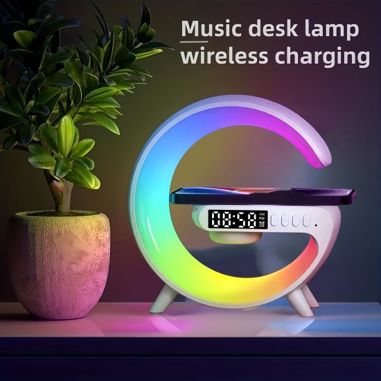 Wireless Speakers With Wireless Fast Charging, Rhythm RGB Light, Bar Smart Light, Sunrise Alarm Clock, Wake Up Light For Bedrooms, Dimmable Table Lamp Wireless Speakers With Wireless Fast Charging, Rhythm RGB Light, Bar Smart Light, Sunrise Alarm Clock, Wake Up Light For Bedrooms, Dimmable Table Lamp