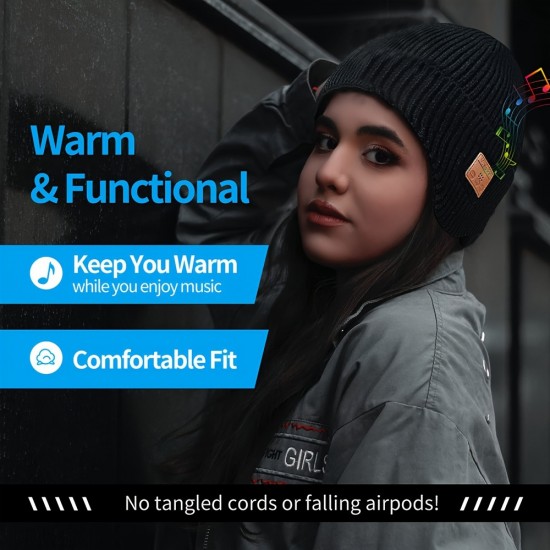 Wireless Beanie Hat With Headphones, Built-in Microphone And Stereo Speakers Upgrade Music Knitted Hat, Unisex USB Rechargeable Headphones Music Hat Wireless Beanie Hat With Headphones, Built-in Microphone And Stereo Speakers Upgrade Music Knitted Hat, Unisex USB Rechargeable Headphones Music Hat